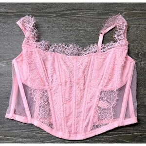 Victoria's Secret Dream Angels Vibrant Pink Lace Corset Bra Top Medium
